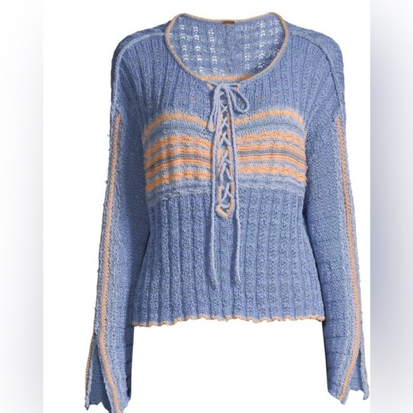 FREE PEOPLE Marina Bay Lace-Up Sweater(Pit to pit 33” Length 24”) - Picture 3 of 8